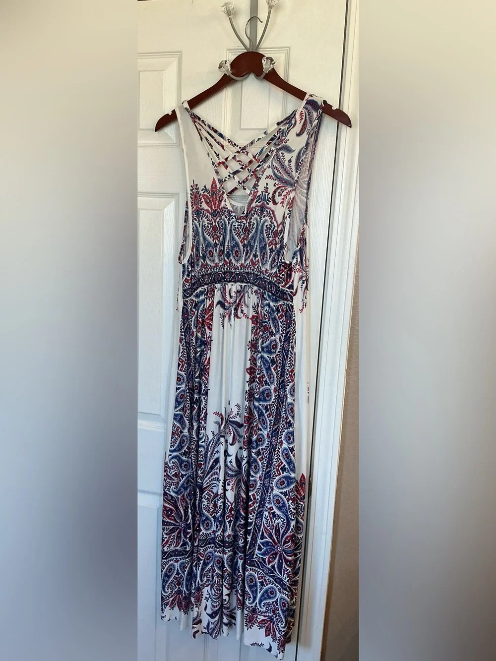 Christopher & Banks Women’s Paisley Maxi V-Neck Multicolored Lined Dress Size XL